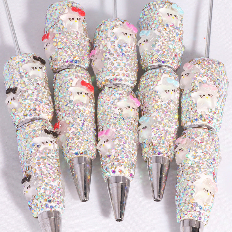 Wholesale beadable pens DIY Little Star Bow Diamond Pen Full Diamond Bead Pen